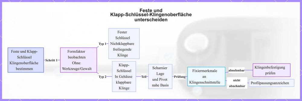 Feste und Klapp-Schlüssel-Klingenoberfläche unterscheiden