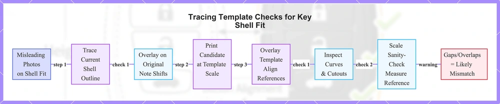 Tracing Template Checks for Key Shell Fit