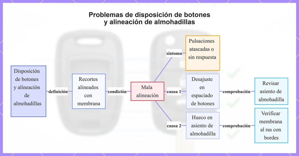 Problemas de disposición de botones y alineación de almohadillas