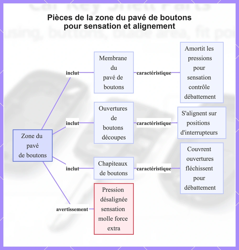 Pièces de la zone du pavé de boutons pour sensation et alignement