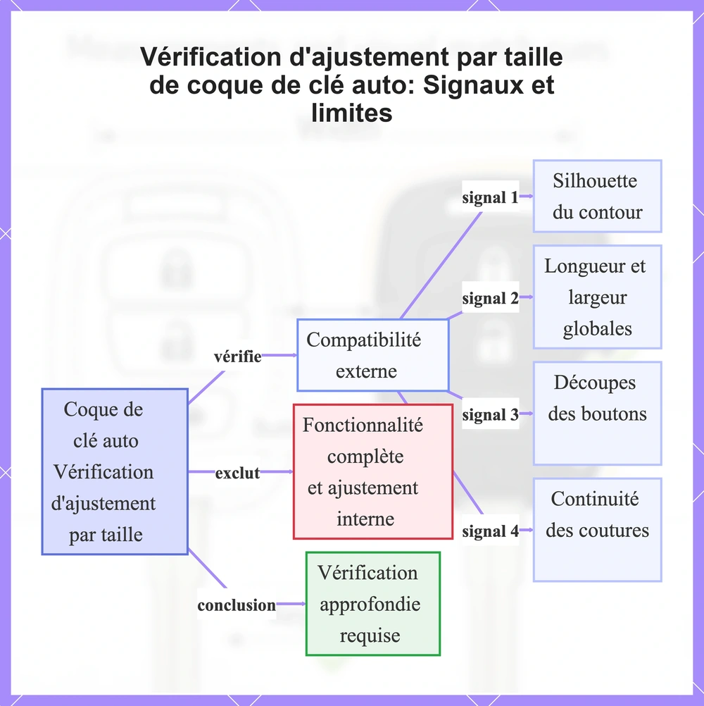 Vérification d'ajustement par taille de coque de clé auto: Signaux et limites