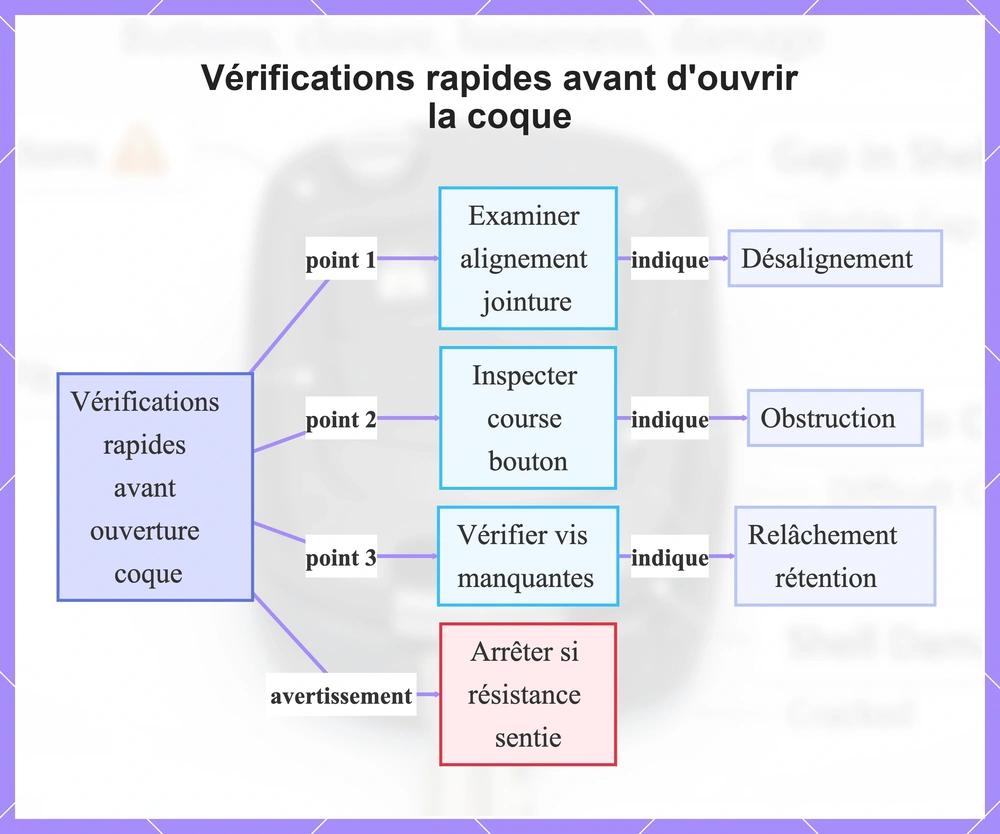 Vérifications rapides avant d'ouvrir la coque