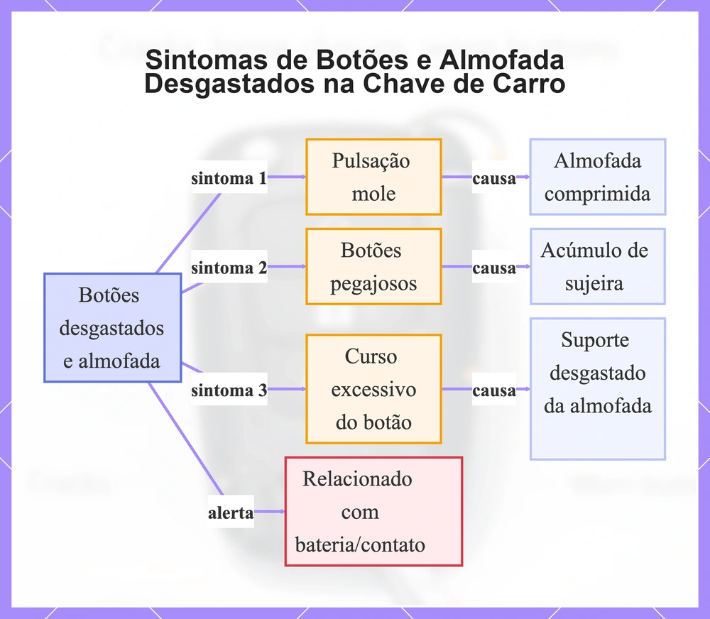 Sintomas de Botões e Almofada Desgastados na Chave de Carro